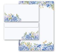 Motif-Stationery Sets Flowers & Petals, Blue Hydrangeas 20 Sheets of Stationery Paper + 20 Matching envelopes DIN Long windowless | Paper-Media