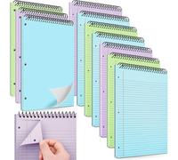 MotiMind 10 Packs 8.5 x 11 in Top Bound Spiral Notebook 3 Hole Punched Legal Pads with Lined Page, 50 Sheets Per Pad, Hard Cardboard Paper College Ruled Notepad for Office School (Green,Blue,Purple)