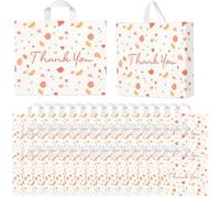 MotiMind 100 Pack Thank You Bags for Small Business 15 x12 Reusable Plastic Boutique Shopping Gift Bags with Handle 2.76 Mil Thick (Boho)