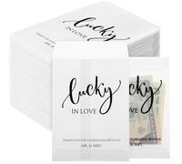 MotiMind 100 Pack Wedding Favors for Guests Glassine Envelope Lucky in Love Small Tickets Holder Scratch Card Holder with Thank You Message for Bridal Shower, 4.72 x 3.36 Inches
