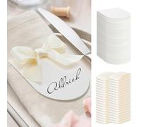 MotiMind 100 Pack Wedding Place Cards with Bow Ribbon Blank Writable Printable 3.5x2.7inch Name Tags Arch Design Escort Seating Cards for Wedding Thank You Table Dinner Parties Receptions(Ivory White)