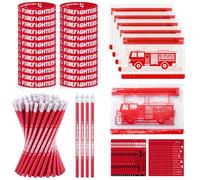 MotiMind 100 Pcs/25 Sets Firefighters Are My Friends Assorted Items Bulk Include 25 Bookmark 25 Pencil Pouch 25 Pencil 25 Silicone Wristband for School Community National Fire Prevention Week