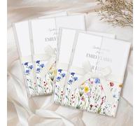 MotiMind 100 Pcs Colorful Wildflower Pre Folded Vellum Jackets for 5x7 Invitations 130GSM Transparent Envelope Liners Bulk Vellum Paper 5x7 with Ribbons Wedding Invitations Wraps for Wedding Cards