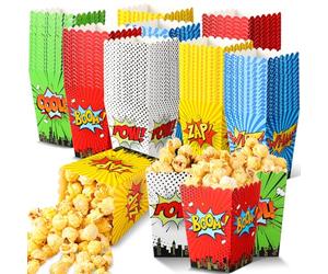 MotiMind 100 Pcs Hero Popcorn Mini Box Hero Popcorn Containers Bulk Snack Treat Buckets Snack Candy Box for Movie Night Birthday Party Supplies