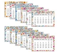 Motimind 12 Pcs 2027 Mini Calendar 3 x 2 Inch, Multicolor, Flowers
