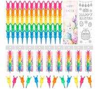 MotiMind 12 Set Easter Crayons Party Favors Bunny Stackable Crayons with Drawable Cards Happy Easter Egg Non Candy Treats Kids Party Gifts Prize Carnival Bulk