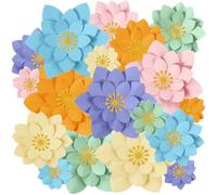 MotiMind 18 Pcs Paper Flowers Decor for Wall DIY Paper Flowers Bulletin Board 3D Colorful Fiesta Mexican Backdrop Decoration for Classroom Back to School Carnival Party(Lotus-Shaped,Bright)