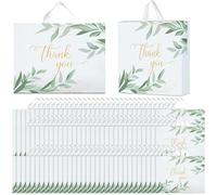 MotiMind 200 Pack Sage Green Thank You Shopping Bags for Business Store 15" x 12" Plastic Reusable Merchandise Bags with Loop Handle