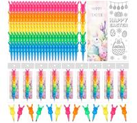 MotiMind 24 Set Easter Crayons Party Favors Bunny Stackable Crayons with Drawable Cards Happy Easter Egg Non Candy Treats Kids Party Gifts Prize Carnival Bulk
