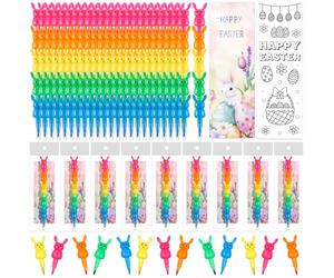 MotiMind 24 Set Easter Crayons Party Favors Bunny Stackable Crayons with Drawable Cards Happy Easter Egg Non Candy Treats Kids Party Gifts Prize Carnival Bulk