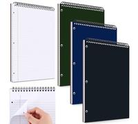 MotiMind 3 Packs 8.5 x 11 in Top Bound Spiral Notebook 3 Hole Punched Legal Pads with Lined Page, 50 Sheets Per Pad, Hard Cardboard Paper College Ruled Notepad for Office School (Dark Colors)