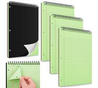 MotiMind 3 Packs 8.5 x 11 in Top Bound Spiral Notebook 3 Hole Punched Legal Pads with Lined Page, 50 Sheets Per Pad, Hard Cardboard Paper College Ruled Notepad for Office School (Green)