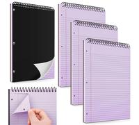 MotiMind 3 Packs 8.5" x 11" Top Spiral Notebook with 3 Hole Punched Legal Pads College Ruled Notepad 50 Sheets Hard Cardboard Paper Wirebound Notepad for Office School Business (Purple)