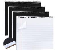 MotiMind 4 Pcs Legal Pads Landscape Notebooks Hole Punched Top Spiral Bound Notebooks 11 x 9.5 Inch College Ruled Drawing Notepad Tear Line for Removal 50 Sheet Office Steno Book(White)