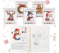 MotiMind 5 Pack Christmas Watercolor Workbook Set Watercolor Coloring Book