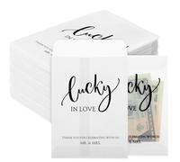 MotiMind 50 Pack Wedding Favors for Guests Glassine Envelope Lucky in Love Small Tickets Holder Scratch Card Holder with Thank You Message for Bridal Shower, 4.72 x 3.36 Inches