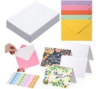 MotiMind 50 Sets Watercolor Cards with Envelopes, 140 Lb/300 GSM Paper Pure Cotton, 4 x 6 Inch Foldable Blank Watercolor Postcards for DIY Mother's Day Thank Notes Greeting Cards Invitations Birthday
