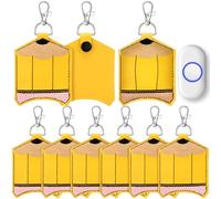 MotiMind 6 Pcs Teacher Appreciation Gift Classroom Doorbell Holders for Teacher Lanyard PU Leather Class Bell Keychain Case(Pencil)