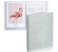 MotiMind Bling Art Portfolios Binder 9"x12" with 40 Pockets, Glitter Artwork Portfolio Folder Display 80 Pages, Sparkly Art Binder with Rhinestone for Women Office Letter Size Paper Organizer(White)