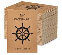 MotiMind Carnival Cruise Essentials 2025 30 Pack Mini Blank Passports for Cruising Travel, 3.54 x 5.12 Inches Small Kraft Brown Travel Journal Notebook Soft Cover Fake Passport Pocket Scrapbook