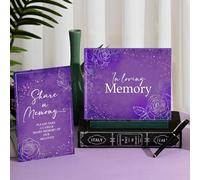 MotiMind Funeral Guest Book in Loving Memory Guest Signing Book with 1 Pcs Memory Table Display Sign 1 Pen Address Book Funeral Guestbook for Celebration Memorial Service Registry Life Purple, 84 Page