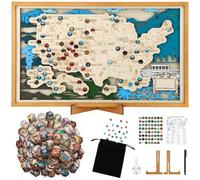 MotiMind National Parks Map Set Wooden USA National Parks Travel Tracker with Checklist, Pins & Stickers Geography Adventure Gift for Park Lovers, Couples & Families Bucket List Wall Art Decor