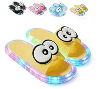 Motion-Activated Light Up Summer Slippers for Women, Cute Cartoon Eyes Non-Slip Slides, Fun Glowing Shoes for Adults (Yellow, 25.5CM, Adult, Women, One Size, Alpha, UK Footwear Size System, Medium)