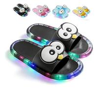 Motion-Activated Light Up Summer Slippers for Women, Cute Cartoon Eyes Non-Slip Slides, Fun Glowing Shoes for Adults (Black, 17.5CM, Adult, Women, One Size, Alpha, UK Footwear Size System, Medium)