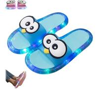 Motion-Activated Light Up Summer Slippers for Women,Cute Cartoon Eyes Slides,LED Slides Sandals Non-Slip Platform Glowing Shoes with Memory Foam, Cute Open Toe Indoor Outdoor Shoes (Blue,EU38-39)