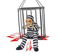 Motion Activated Skeleton - Motion Activated Skulls Props, For Electric Burning Eyes Hangable Talking Prisoner Cage Ghost Vocalize