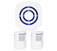 Motion Detector, Wireless Sensor Alarm at 3 Level Volumes, Wireless Doorbell with 2 Sensors and 1 Receiver,Passage Detector for Home, Shop, Offices, Garage, Door
