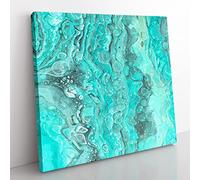 Motion in the Ocean in Abstract Modern Canvas Wall Art Print Ready to Hang, Framed Picture for Living Room Bedroom Home Office Décor, 50x50 cm (20x20 Inch)