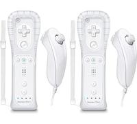 Motion Plus Wii Remote and Nunchuck Controller, Wireless Controllers Compatible with Wii/Wii U with Silicone Case and Wrist Strap (White)