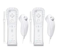 Motion Plus Wii Remote and Nunchuck Controller, Wireless Controllers Compatible with Wii/Wii U with Silicone Case and Wrist Strap (White)