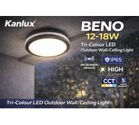 12-18W LED Outdoor Ceiling & Wall Light IP65 Motion Sensor Multi-Wattage CCT