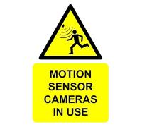 Motion sensor cameras in use safety sign - 1mm flexible Plastic sign (600mm x 400mm)