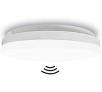 Motion Sensor Ceiling Light Adjustable Timer/Movement Detect Range 18W 4000K LED Flush Mount Twilight Microwave Auto Sensor Porch Lamp Indoor for Bathroom Garage Hallway Stairs IP44