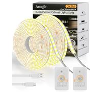 Motion Sensor COB LED Strip Light 2M 2 Pack, Rechargeable Battery Powered USB LED Light Strips, Under Cabinet Cupboard Counter Lights Indoor for Kitchen Bedroom, Wardrobe Stair Lights Motion Sensor