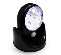 Motion Sensor LED Light - 360° Rotating LED Wall Light - Cordless Battery Operated Night Lamp with 7 Super Bright Bulbs for Garden, Shed, Patio, Hallway, Indoor & Outdoor Use - Black, 3pcs