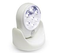 Motion Sensor LED Light - 360° Rotating LED Wall Light - Cordless Battery Operated Night Lamp with 7 Super Bright Bulbs for Garden, Shed, Patio, Hallway, Indoor & Outdoor Use - White, 1pc