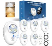 Motion Sensor LED Lights Indoor 6 Pack, Rechargeable Wireless Cabinet Lights, Magnetic Stick On Under Cupboard Lighting, Dimmable 3 Colour Temperatures, Night Light for Kitchen Stairs Closet Hallway