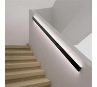 Motion Sensor LED Stair Handrail, 100cm/39.4in Aluminum Grab Bar with Wall Brackets, Wall-Mounted Indoor/Outdoor Staircase Lighting for Steps, Porch, Entrance, Cool White Light Black 150cm/59in