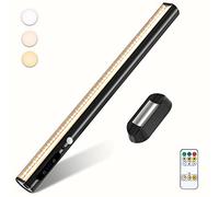 Motion Sensor LED Strip Light Bar, bravzurg Battery Operated Wall Lights, 4000mAh Rechargeable Lamp, Magnetic Dimmable Remote Control, Under Cabinet Kitchen Light for Shelf Indoor Outdoor- Black