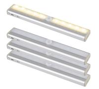 Motion Sensor LED Strip Light, Warm Light Motion Activated RV Step Lights Motion Sensor Lights Indoor 10 LEDs Wireless Under Cupboard Lights with Magnetic Strip for Closet Cabinet Hallway (4 pcs)