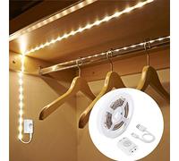 Motion Sensor LED Strip Lights for Wardrobe - LUXJET 1M Rechargeable Warm White LED Closet Lights for Kitchen, Bedroom, Stairs, Cabinet