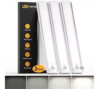 Motion Sensor LED Under Cabinet Kitchen Lights 30CM, - 2200mAh Long-Lasting Battery Operated Cupboard Light, 6000K Super Bright & Rechargeable Strip Lighting, Dimmable, Magnetic Closet Light - 3 Pack