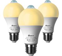 Motion Sensor Light Bulbs, 3000K Warm White Motion Activated Dusk to Dawn Security Light Bulb, 13W(100W Equivalent) E26 A19 Security LED Bulb Outdoor/Indoor, 3 Pack
