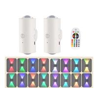 Motion Sensor Light Indoor - 2PCS Magnetic Wireless Rechargeable Wall Lights, 16 Color Smart RGB Multi-Color Changing LED Wall Sconces, Motion Mood Light for Bedroom Corridor Staircase (White)