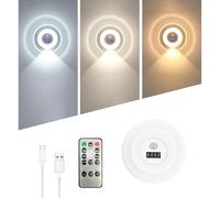 Motion Sensor Light Indoor, Rechargeable Wall Lamp with LED Clock and Remote, 3 Color Temps & Dimmable & Timer, Portable LED Night Lights for Hallway, Stairway, Bathroom, Bedroom, Kitchen (White-1PC)
