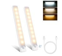 Motion Sensor Lights Indoor, 2 Pack Dimmable Under Cabinet Kitchen Lights, USB-C Rechargeable Under Cupboard Kitchen Lights, LED Night Lights, 3 Color Temperature, for Stairs Closet Wardrobe Wall